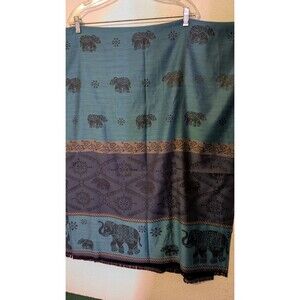 Scarf Shawl Earth Tones All Over Elephant Print Wrap 72" x 28" (712m)